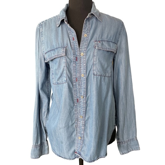 Tommy Hilfiger Tops - Tommy Hilfiger Denim Chambray Shirt Button Down Top Womens XS Long Sleeve Casual